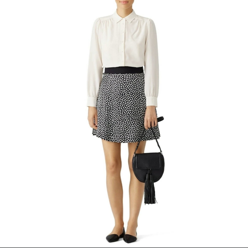 Kate Spade Silk A Line Spot Print Flippy Skirt Mini Sz 2